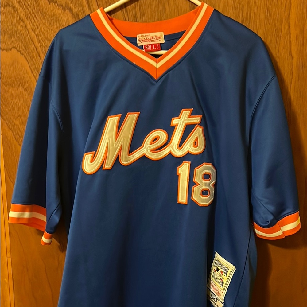 Blue Mets Jersey with Orange Accents
